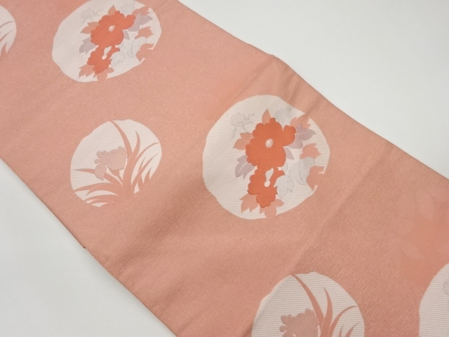 リサイクル　丸文に花模様織出し名古屋帯